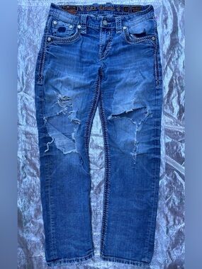 True religion men’s Ripped Blue Jeans Sz 32x29